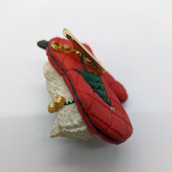 1995 Cat Naps Hallmark Collector Ornament White Persian Red Oven Mitten Clip-on - Picture 7 of 8